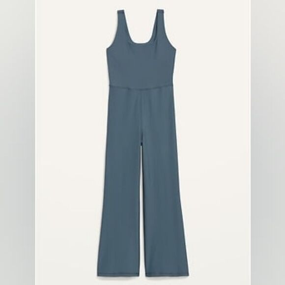 Active Go-dry flared fitness jumpsuit, padded  bra shelf size S dark teal - Picture 2 of 6